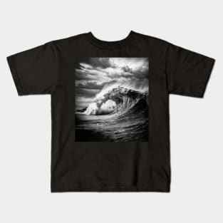 Gigant shark wave and surfer Kids T-Shirt